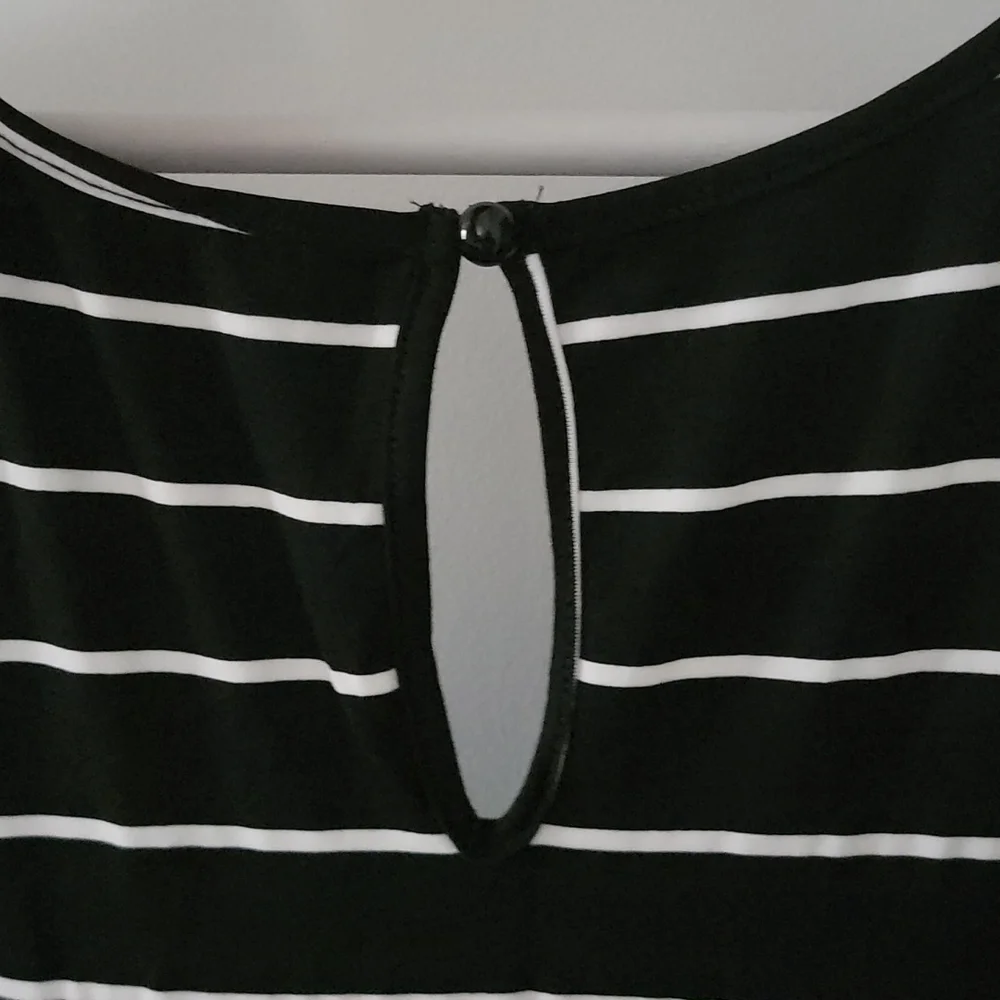 SOLD - NWT Black and White Striped Jumpsuit - Picture 6 of 7